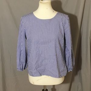 Pink Rose blue & white striped blouse